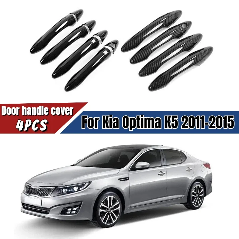 For Kia Optima K5 2011-2015 Smart Car Carbon Fiber Style Exterior Door Handle Moulding Cover Trim Sticker Decor Auto Accessories