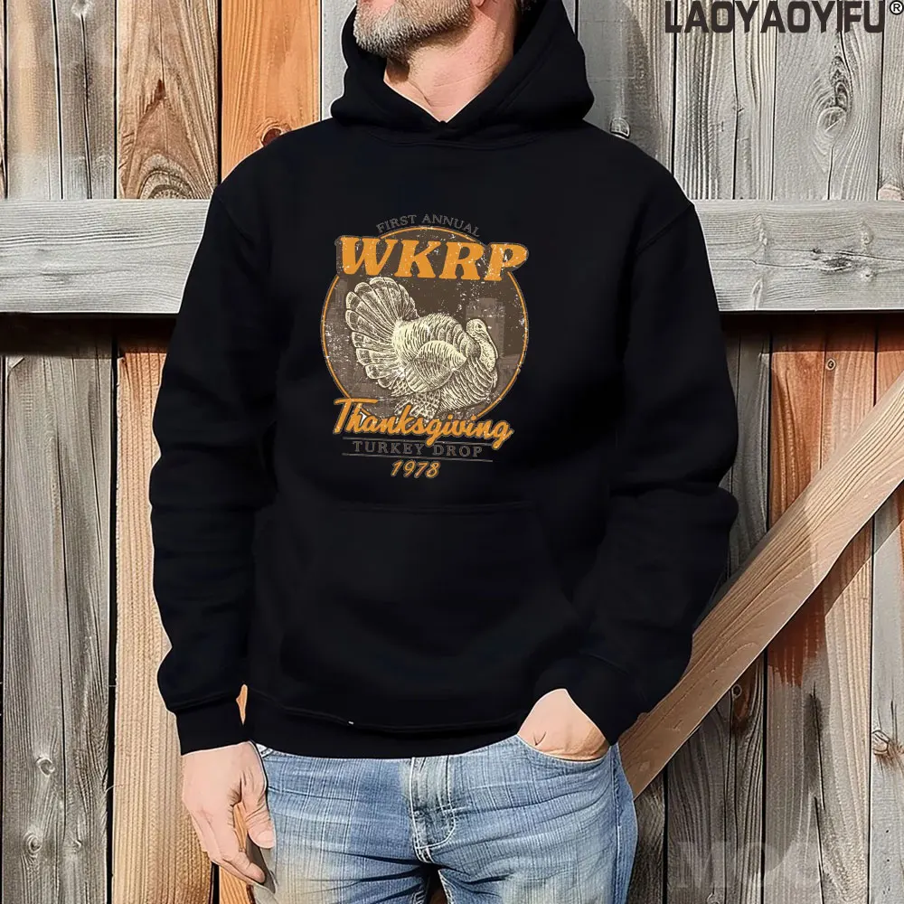 First Annual Wkrp Thanksgiving Turkey Drop 1978 Hoodie Autumn and Winter Fashion Drop Shoulder Sweatshirt Man Woman Warm Hoody