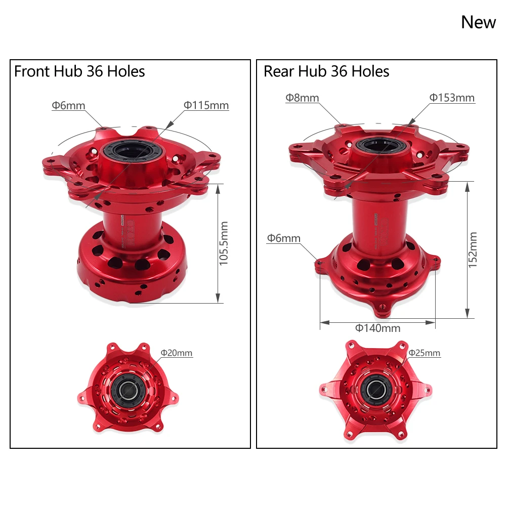 Motorcycle Accessories 32/36 Holes Front Rear Wheel Hub CNC Aluminum Billet For HONDA CRF250R CRF450R CR125 CR250 CRF250X CRF450