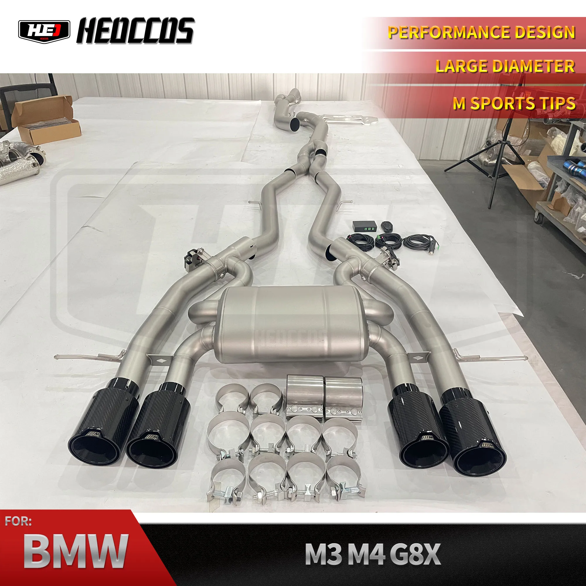 

HEO Stainless Steel Single Pipe Exhaust System for BMW M3/M4 G80 G82 3.0T Turbo Catback Wireless Remote Control