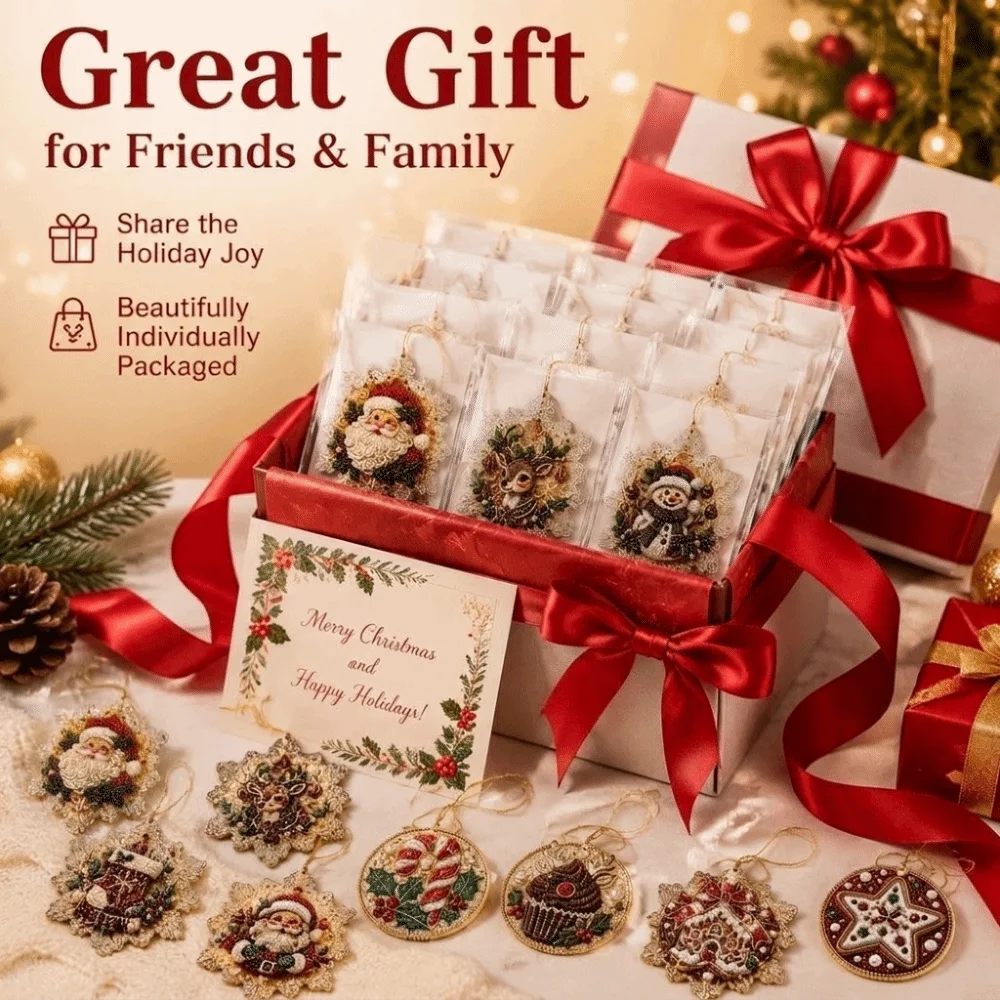 2D Flat Diamond Painting Kit Multi-Style Hand-made Craft DIY Christmas Ornament Entry-level Well-equipped Christmas Tree Pendant