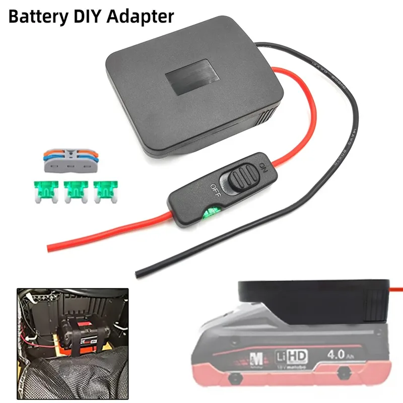 

Power Battery Adapter Wheel For Metabo 18V Li-ion Battery with 14 AWG Wire fuse switch for DIY Rc Car Toys, Robotics Rc Truck