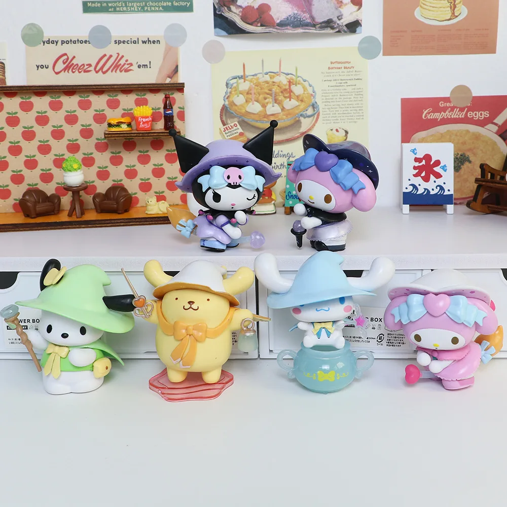 6Pcs Sanrio Anime Figures Kawaii Kuromi Cinnamoroll My Melody Action Figure Dolls Toys Girl Fans Gift