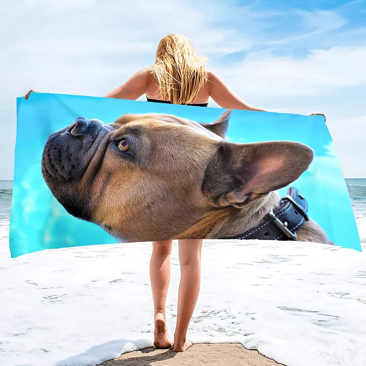 French Bulldog Pattern Beach and Bath Towels Large Sizes Towel Travel Pool and Indoor Use Towels for Adults Kids Super Absorbent