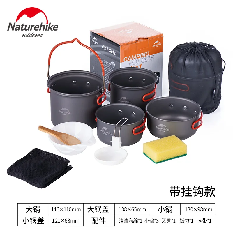 

Naturehike-Hiking Cookware, Camping Cookware, Picnic, Barbecue, Outdoor Camping Pot Set, Portable Cookware, 2-3 People