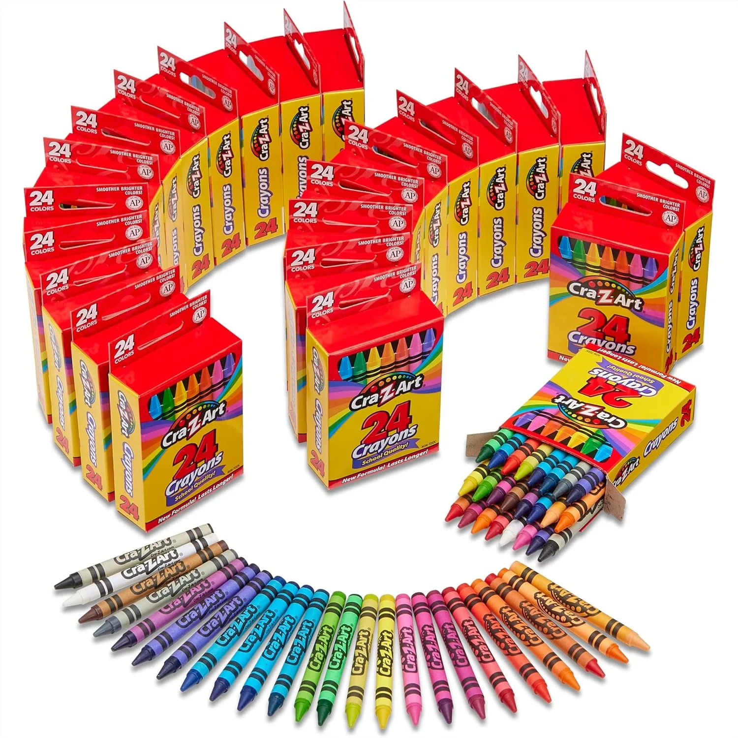 

Bulk Crayons for Classroom, 24 Packs of 24 Count with Vibrant Colors for School Supplies and Art Projects