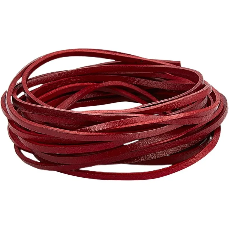 5M x 3mm Flat Leather Cord Genuine Leather Strip 2mm Thick Cowhide Leather String Braiding Thread Rope for Bracelets Neckacle