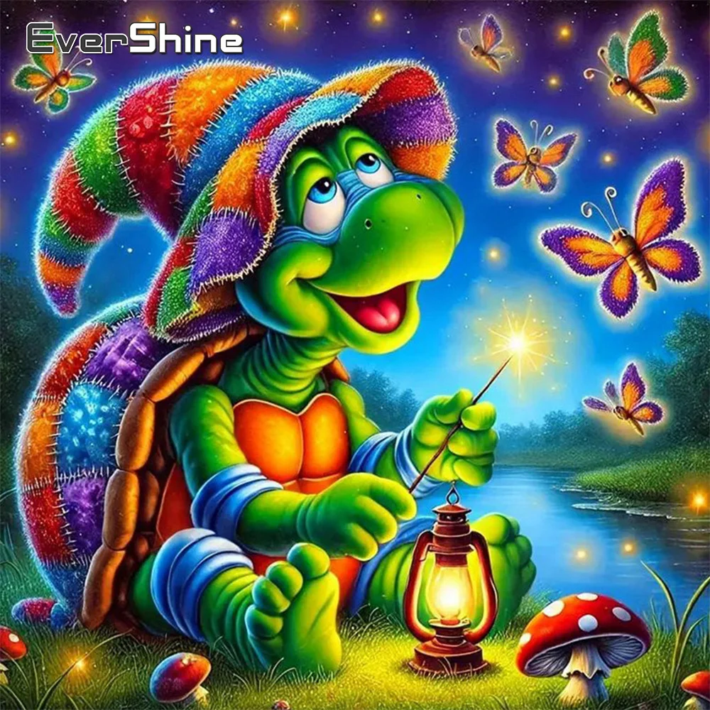 EverShine Diamant-Mosaik Tier Vollquadrat-Drucksteine Stickerei Meeresschildkröte Strass-Malerei Schmetterling Kinder-Hobby