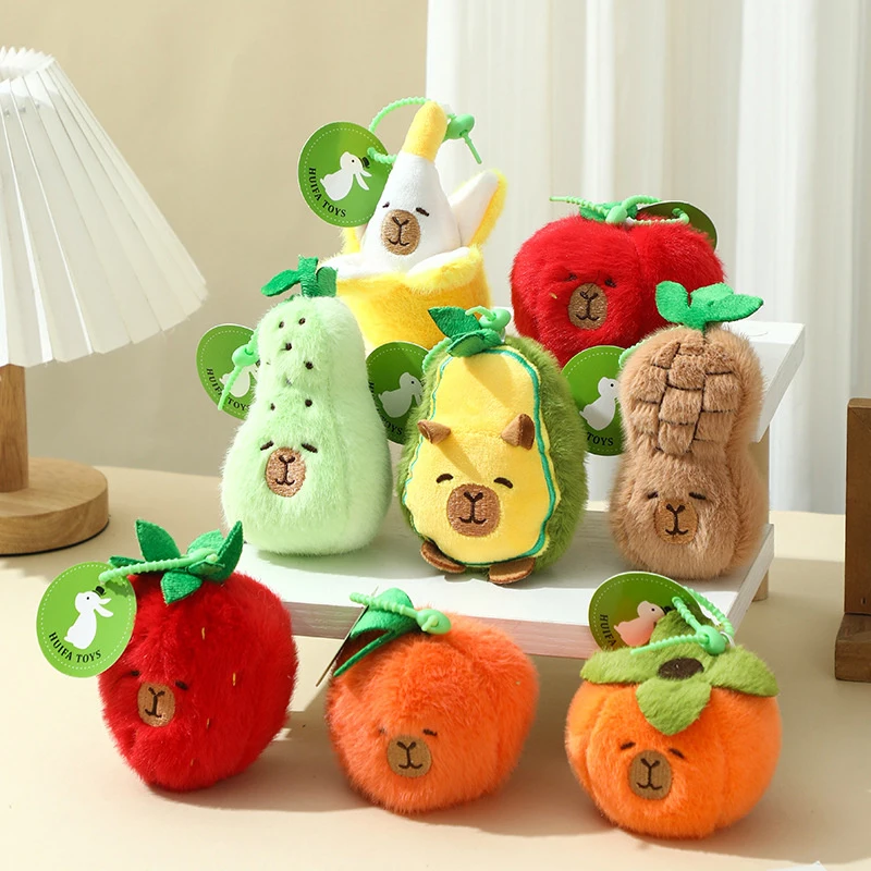

Креативный плюшевый брелок с изображением фруктов и капибары, милая кукла-животное, брелок для ключей, сумка, подвесное украшение, подарки