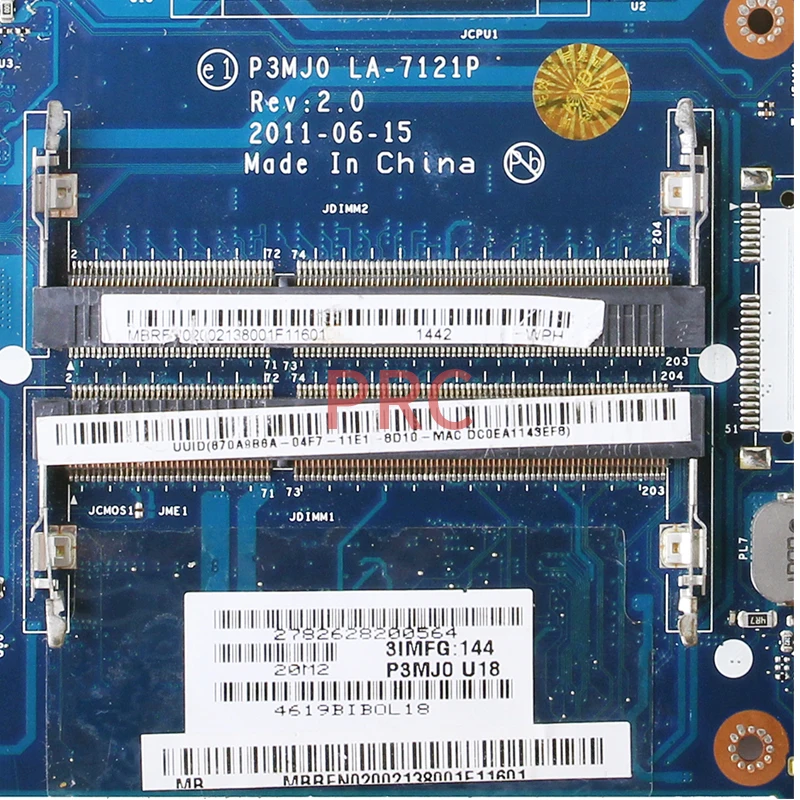 Imagem -05 - Placa-mãe do Portátil para Acer Aspire La7121p 3830 Mbrfn02002 Hm65 Mainboard