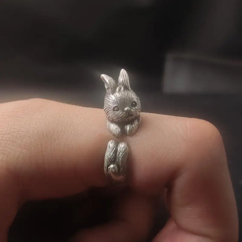 Retro Cute Q-version Design Fox Rabbit Ring Lying on Your Fingers Fashion Ring Jewelry That Pet Enthusiasts Will Definitely Love