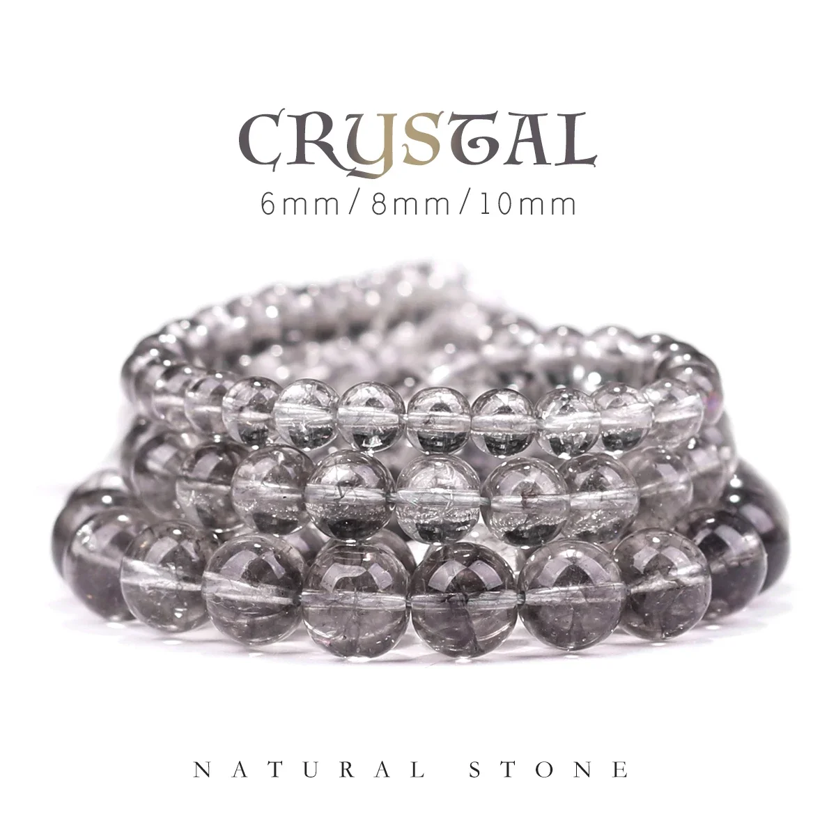 Grey Crystal for Jewelry DIY Making Bracelet Earrings Accessories crystal Stone Round Loose Mineral Circle Beads 1 Strip