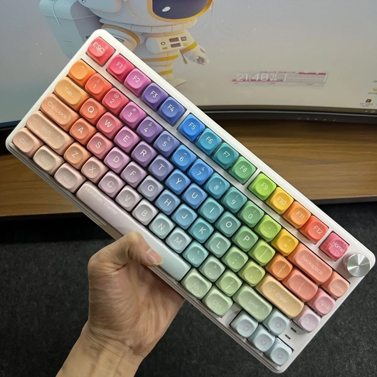 Custom Rainbow Dopamine High-End Keycaps, MOA Profile PBT Dye-Sub, Unique Mechanical Keyboard Decorative Keycaps