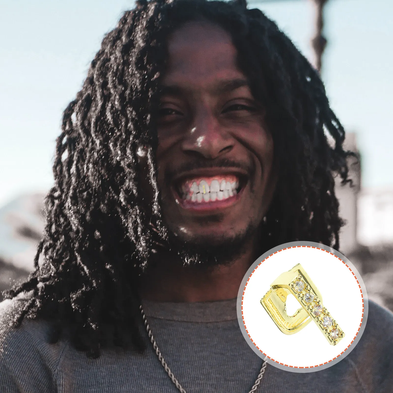 

Rhinestone Teeth Grill Made of Sturdy Copper Hip Hop Style Metal Mouth Grill for Fashion Performance Music Concert Rapper