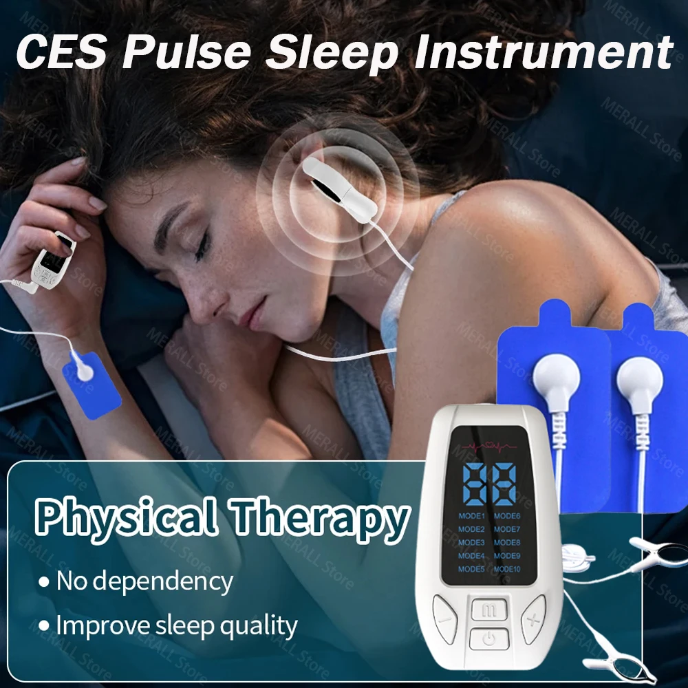 CES Sleep Aid Device Microcurrent Pulse Fast Sleeping Instrument Ear Clip Sleep Device Relax Anxiety Insomnia Hypnosis Soothing