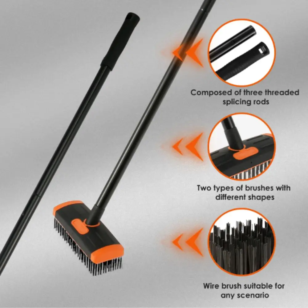 Adjustable Handle Weed Remover Tool 3 In 1 2 Brush Head Weeding Brush Manual Crevice Replaceable Brush Heads Gardening Tool