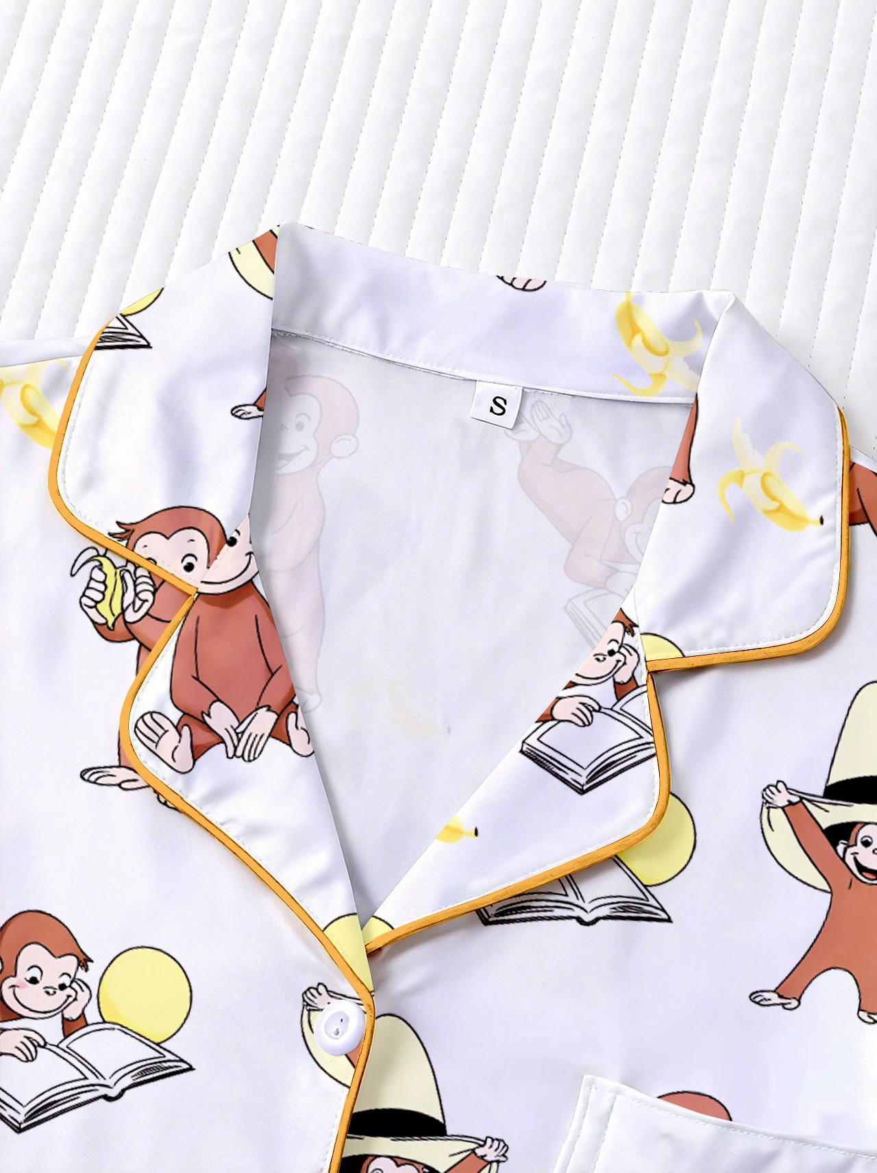 Women's Pajama Set, Monkey Print Pajama Set, Comfortable Turn-Down Collar Top and Shorts image 3