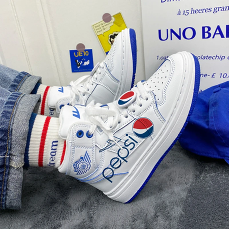 Warrior Original Sakura PepsiCo Branded Print Shoes for Men Limited Edition Couple Casual Board Shoes Male Sneakers Free Shippin