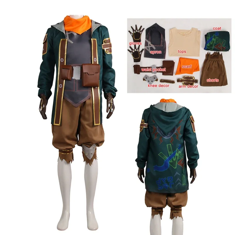 Gioco Ekko Arcane Costume Cosplay Il Ragazzo che Shattered Time Ekko Vestito Cosplay Halloween Carnevale Festa Uniformi Maschera di Scarpe Puntelli