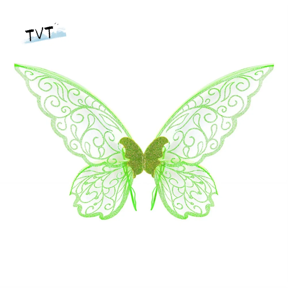 

Красочные крылья бабочки из органзы с блестками, ручной работы, для костюма принцессы, аксессуары для костюмов и реквизит для выступлений