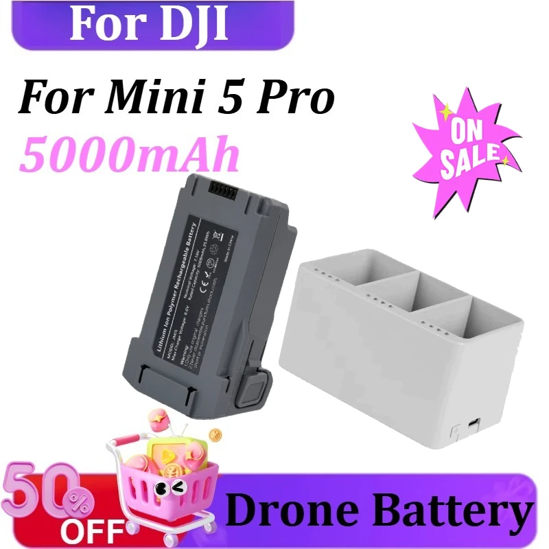 

5000mAh For DJI Mini 5 Pro Battery Plus Flight Time 51 Min Compatible Mini 5 Pro UAV Intelligent Flight Battery Accessories