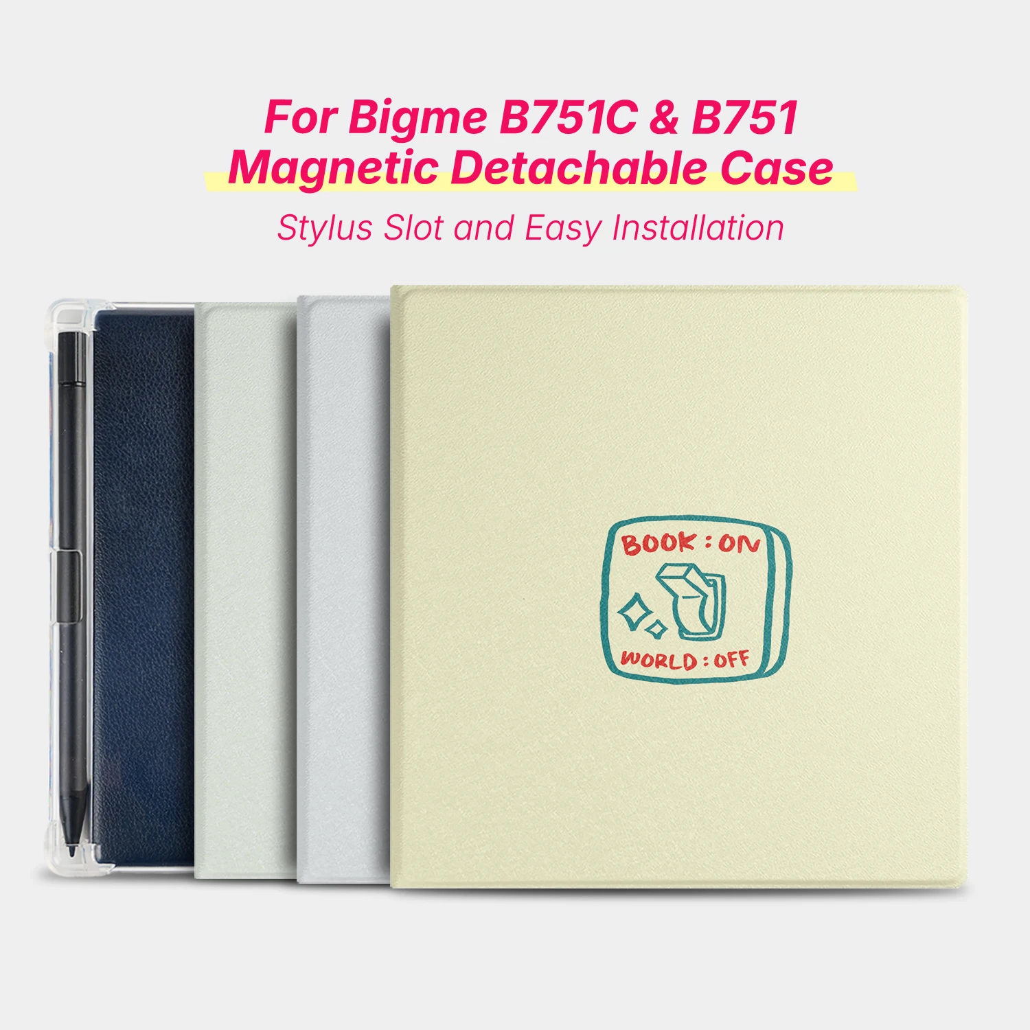 Murmole Hand-Drawn Illustration Case Cover Suit for Bigme B751 B751C 7' Detachable Smart TPU Shell Stylus Slot Folio Guard
