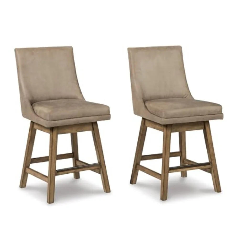 

Комплект из 2 барных стульев Tallenger с мягкой обивкой, бежевые, для кухни и столовой, современная мебель, мягкая велюровая ткань, регулируемые