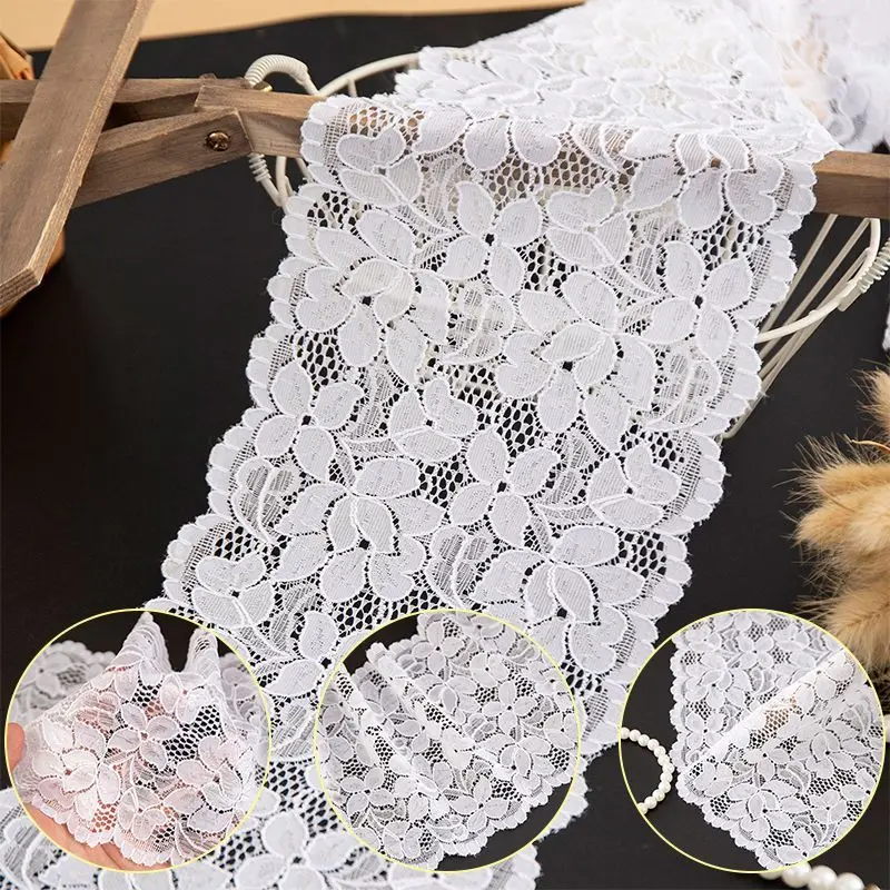 15Cm bleached white mesh lace edge accessories micro-elastic handmade DIY clothing chest wrapping curtains fabric decoration