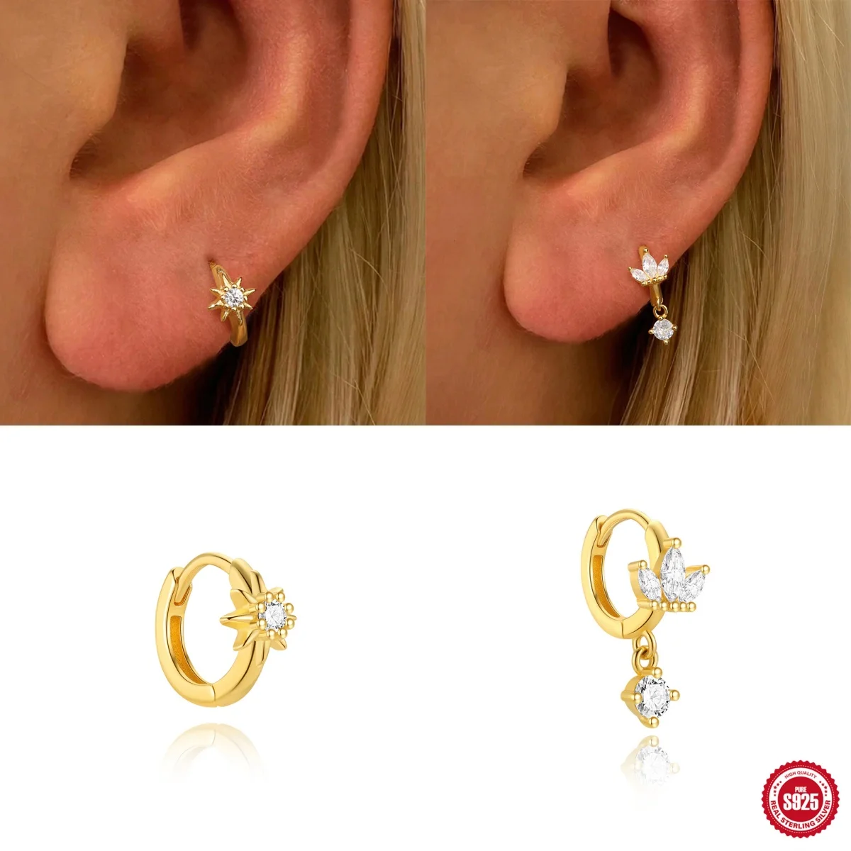 مساعد 925 فضة مثمنة ستار الحصان العين الزركون شرابة للنساء الحد الأدنى 18K مطلية بالذهب غرامة مجوهرات باتي هدايا #1