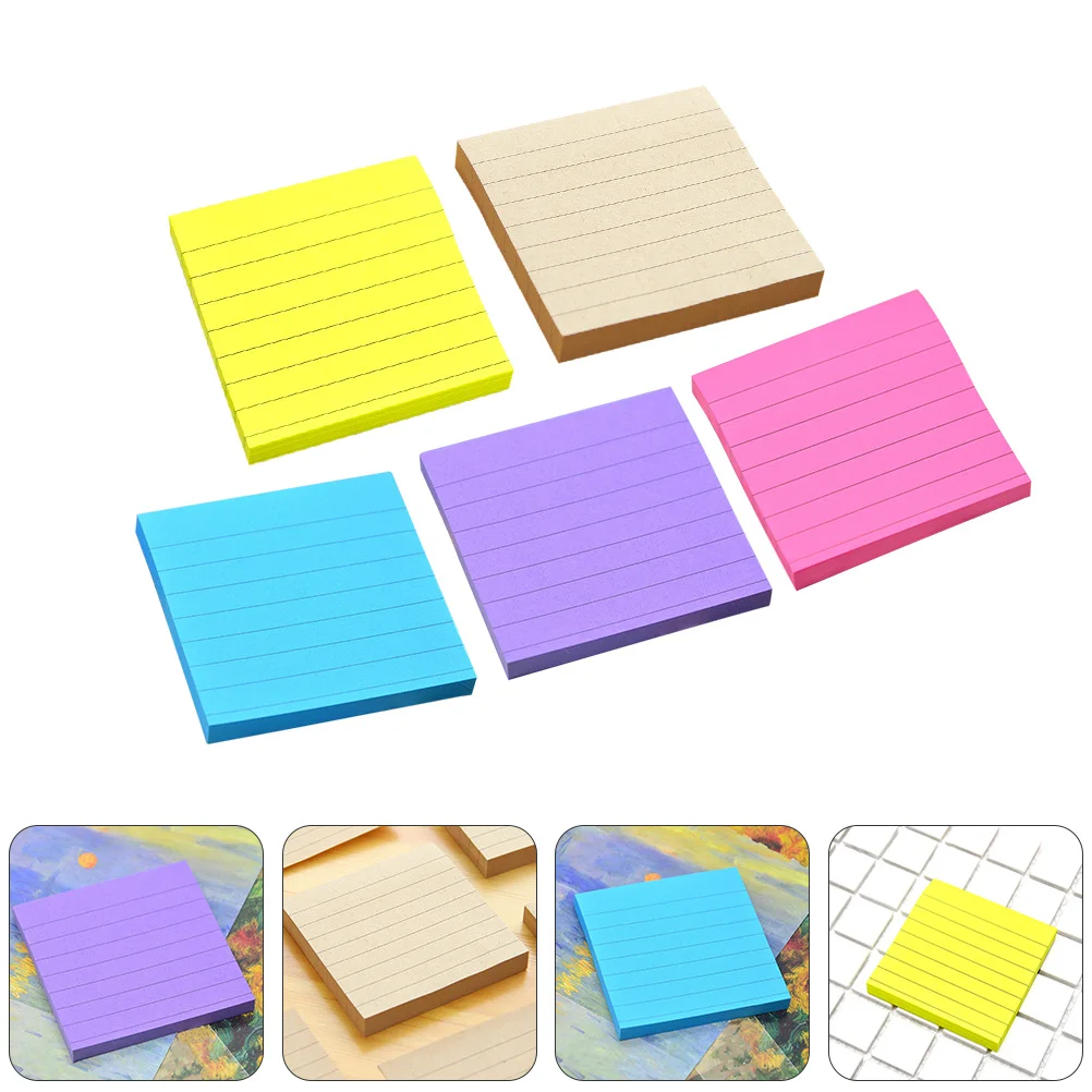 

1 set Striped Adhesive Paper Notepads Fluorescent Pads School Office Supplies Waterproof Post Memos