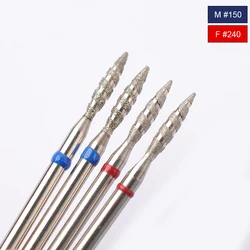 2Pc Tornado Flame Diamond Nail Drill Bit Manicure Cutters Rotary Burr Drill Accessories Spiral Nail Mills Tools