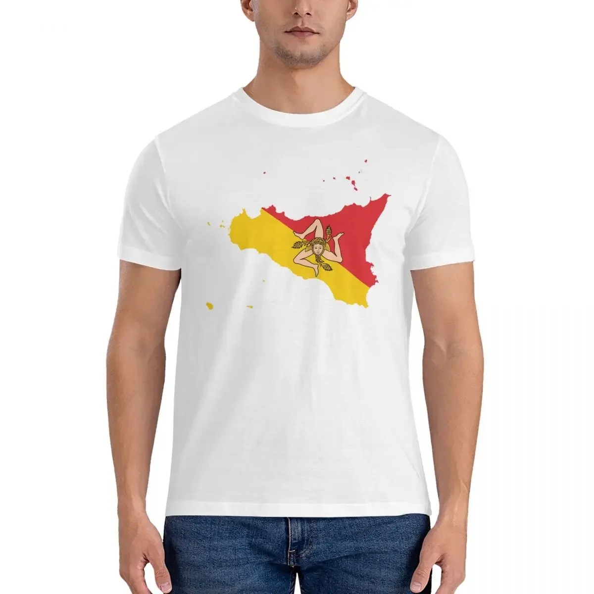 Italy Of The Sicily Flag T-Shirt for Men Cotton Plus Size T Shirts Men's Short Sleeve O-Neck Summer Clothes Tops S-6XL