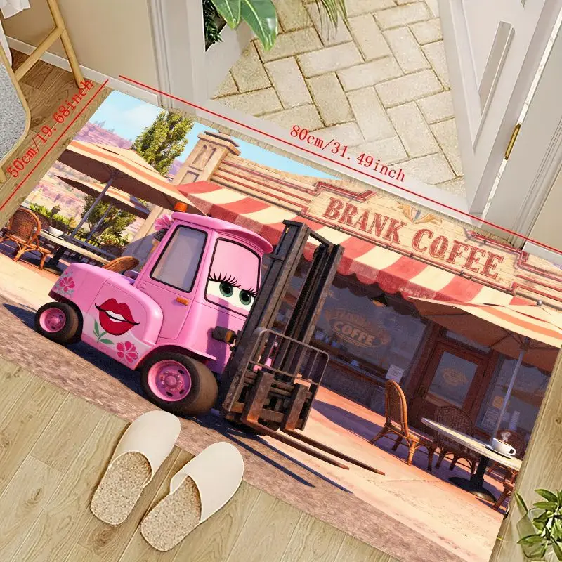 

1 шт., милый розовый напольный коврик для вилочного погрузчика в стиле аниме, с очаровательным зелено-орым и красной подкладкой для автомобиля с цветочной деталей