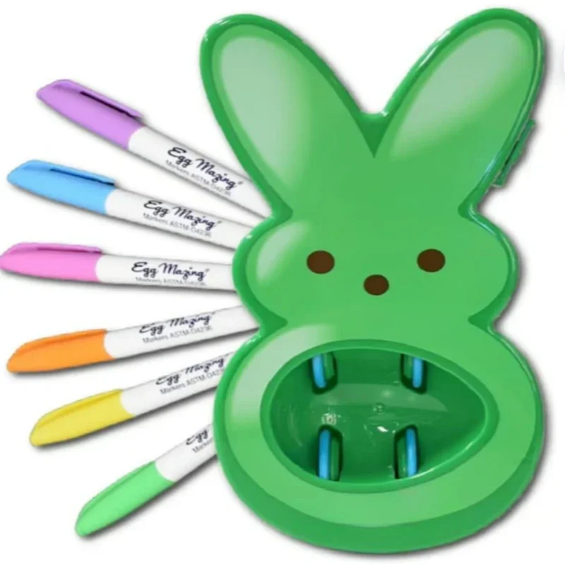 

Eggmazing Egg Decorator DIY Bunny Arts & Craft Set, Includes 6 Quick-Drying Non-Toxic Markers, Blue Holiday Gift for Kids