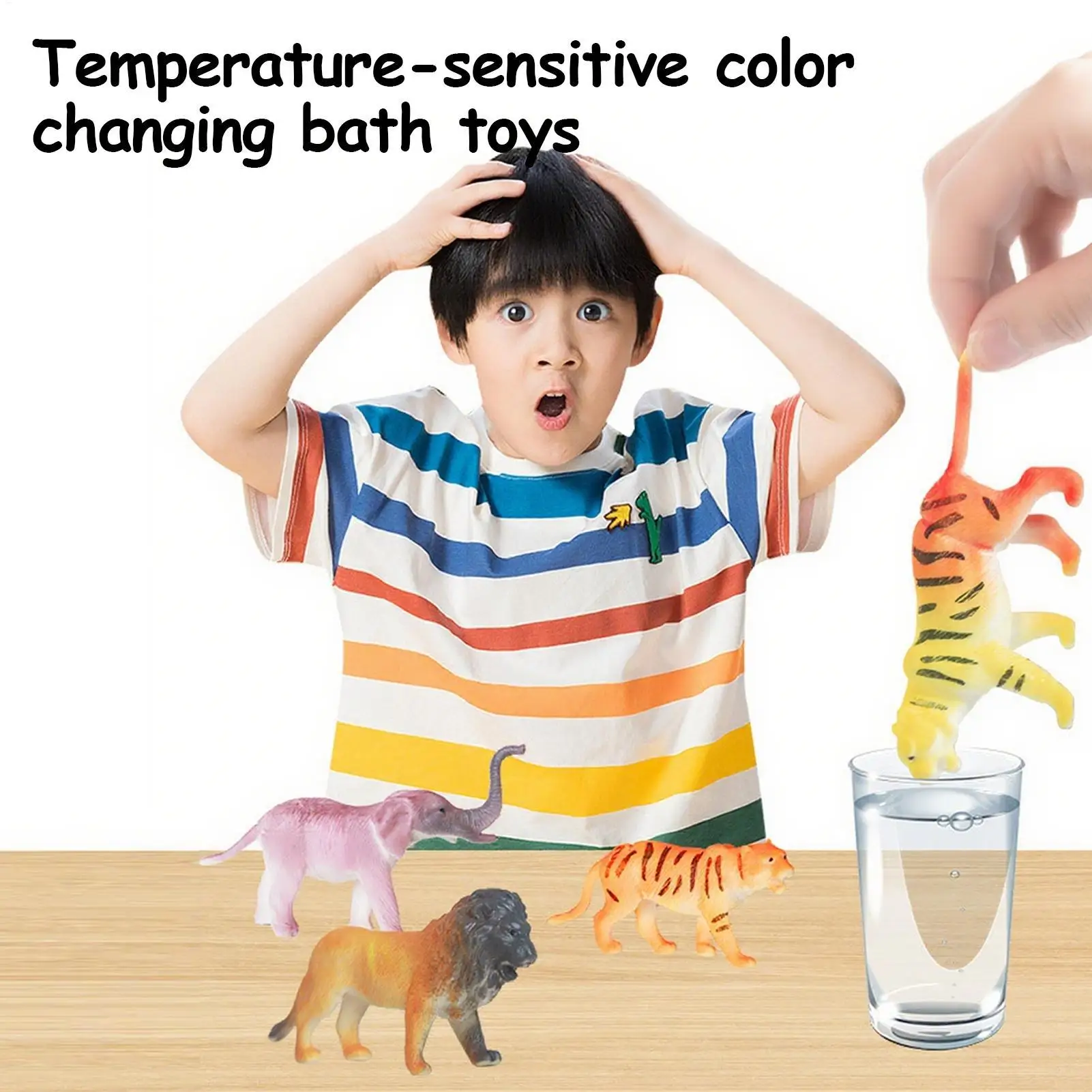 Farbwechselnde Tiere, 6-teiliges sensorisches Badespielzeug für Kinder, pädagogische sensorische Spiele, Partygeschenke für Kinder, Spielen, Badewanne, Dusche