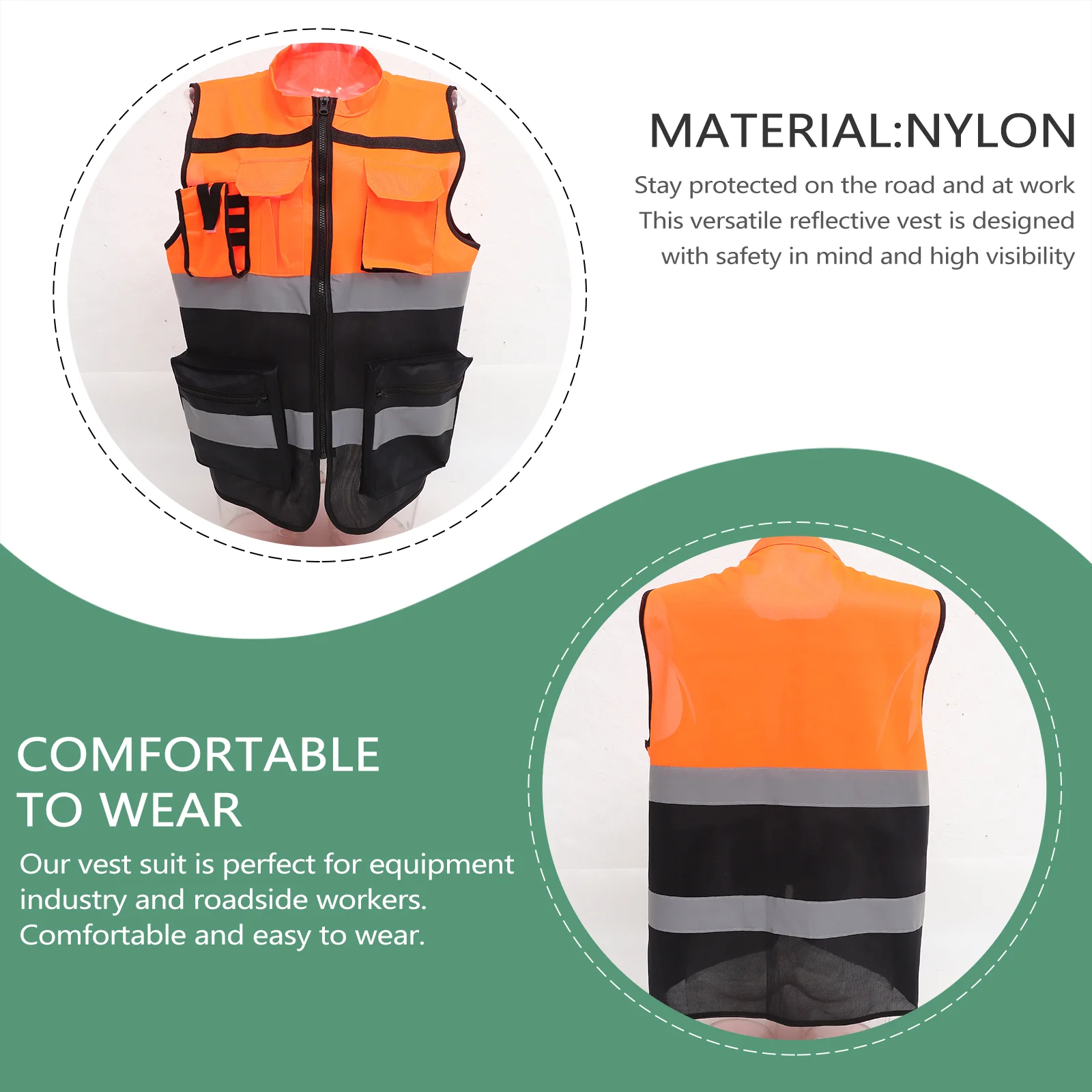 Reflective Safety Clothing Comfortable Vest Construction High Visibility Jersey Running Cycling Nylon Fabric Men