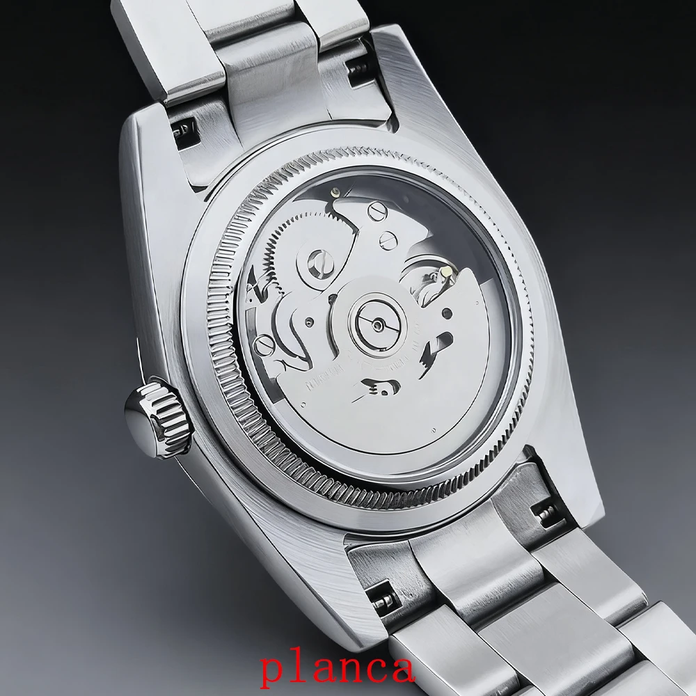 Orologio meccanico automatico di moda business di lusso di fascia alta da uomo con logo personalizzato Orologio con display del calendario in vetro zaffiro da 39 mm