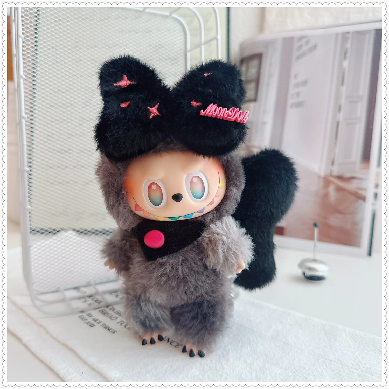 

Cute Decorative Doll Clothes Accessories For 1st-3rd Gen 15cm 17cm Labubu Dolls Black Velvet Star Bows
