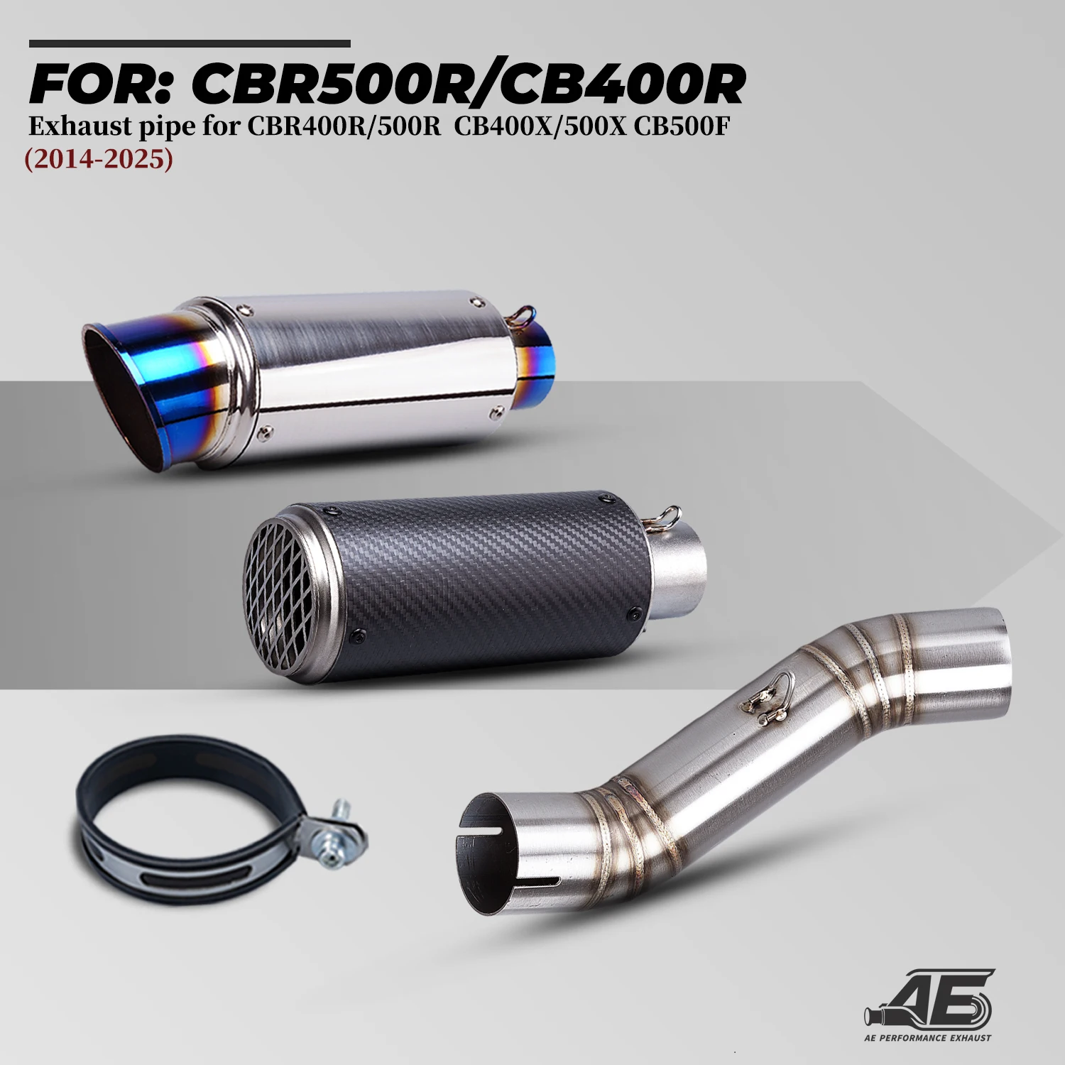 

Выхлопная система для мотоциклов CBR500R, CB500F, CB400R, CB400F/X (2016-2024), диаметр 51 мм, модифицированный глушитель.