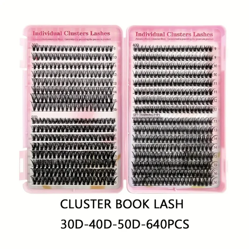 DIY 속눈썹 연장 클러스터 북 - D컬 메가 개별 속눈썹, 내추럴 & 캣아이 스타일, 집에서 재사용 가능한 인조 속눈썹