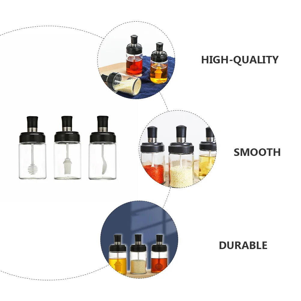 

3Pcs Kitchen Seasoning Bottle Set Elegant Multi-Purpose Spice Containers Convenient for Home Bbq Cooking
