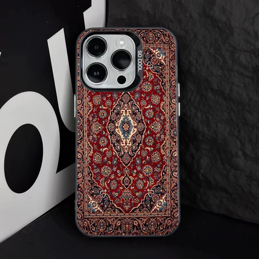 Persian Carpet Floral Pattern Phone Case IMD Color Silver Shell Phone Case For IPhone 17 Pro Max 16 E15 14 13 12  Plus - náhled 6