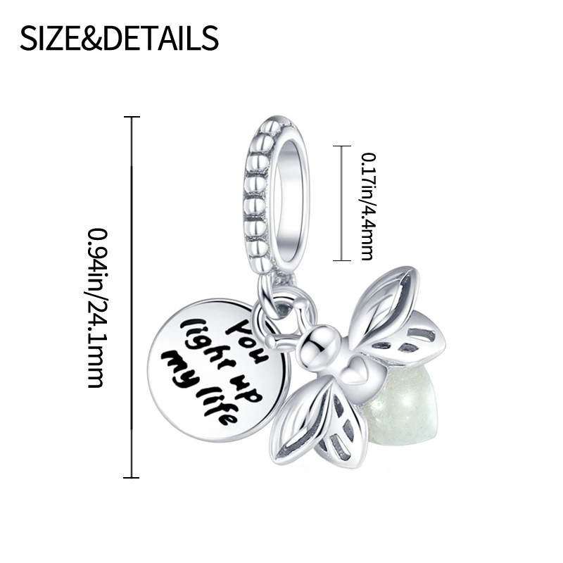 2024 Hot Sale Charms 925 Silver Luminous Firefly Charms Beads Fit Women 3mm Original Bracelet Necklace DIY Fine Jewelry Gifts image 2