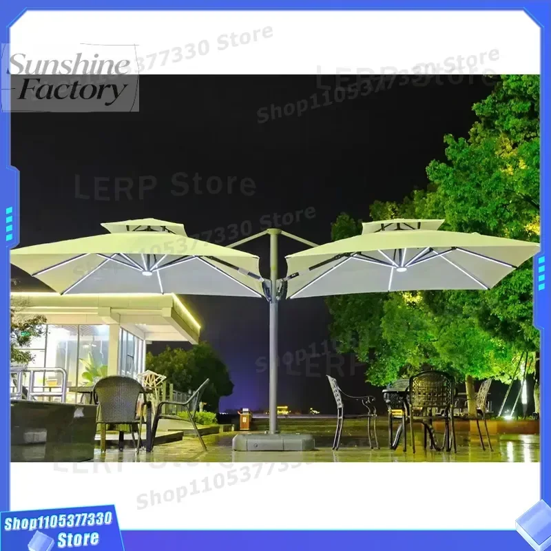 Unique Double Head Cantilever Roman Umbrella Outdoor Patio Customize 3x3m Aluminum Parasol Umbrellas with LED Light