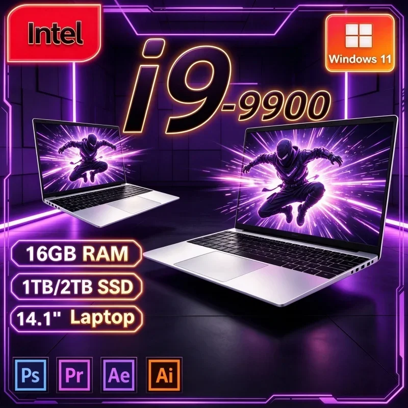 New Hot I9‑9900 2026 14.1" FHD IPS Business Laptop 120Hz Backlit Keyboard 16/32GB RAM 2TB SSD Win11