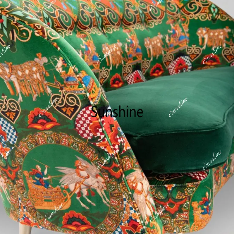 French pastoral green versatile living room furniture three-person high-back sofa