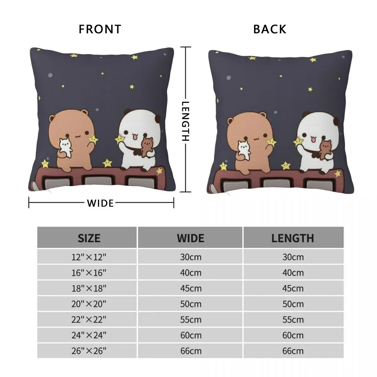 Bubu And Dudu Watching The Moon Square Pillowcase Polyester Linen Velvet Printed Zip Decorative Sofa Seater Cushion Cover