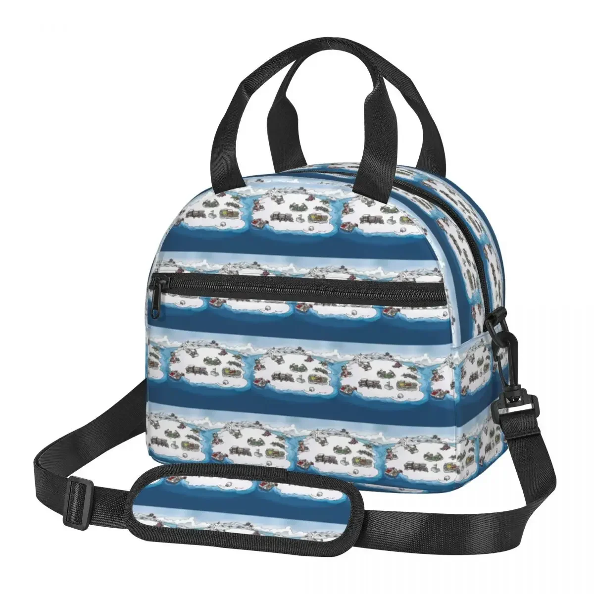 Club Penguin Map Insulated Lunch Bag for Women Picnic Storage Food Boxes Container Cooler Thermal Lunch Box Tote