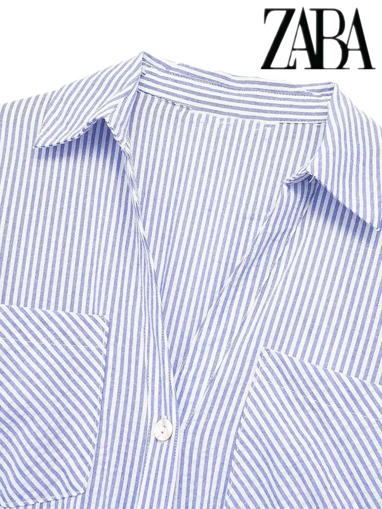 Las mujeres con cinturón de un solo pecho de manga larga vestido de camisa de rayas azules de la solapa de la calle elegante Commuter largo verano Resort vestidos de moda