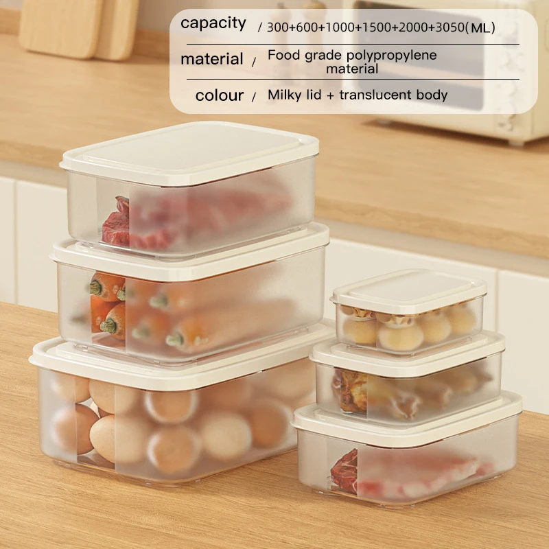 Cream Air Refrigerator Fresh-keeping Box Household Kitchen Food Freezing Sealed Fresh-keeping Box Food Grade Plastic Storage Box